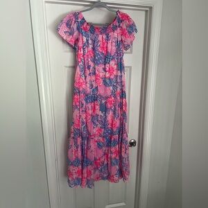 Lilly Pulitzer Dezi Off the shoulder Pink Isle- Large